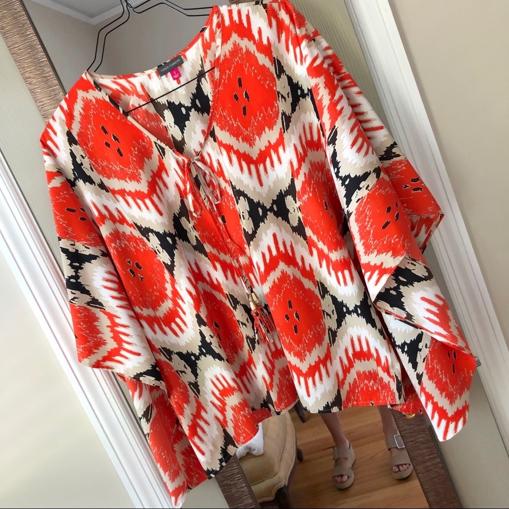 Vince Camuto orange ikat tunic